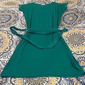 LOFT Teal Mini Dress with Waist Tie